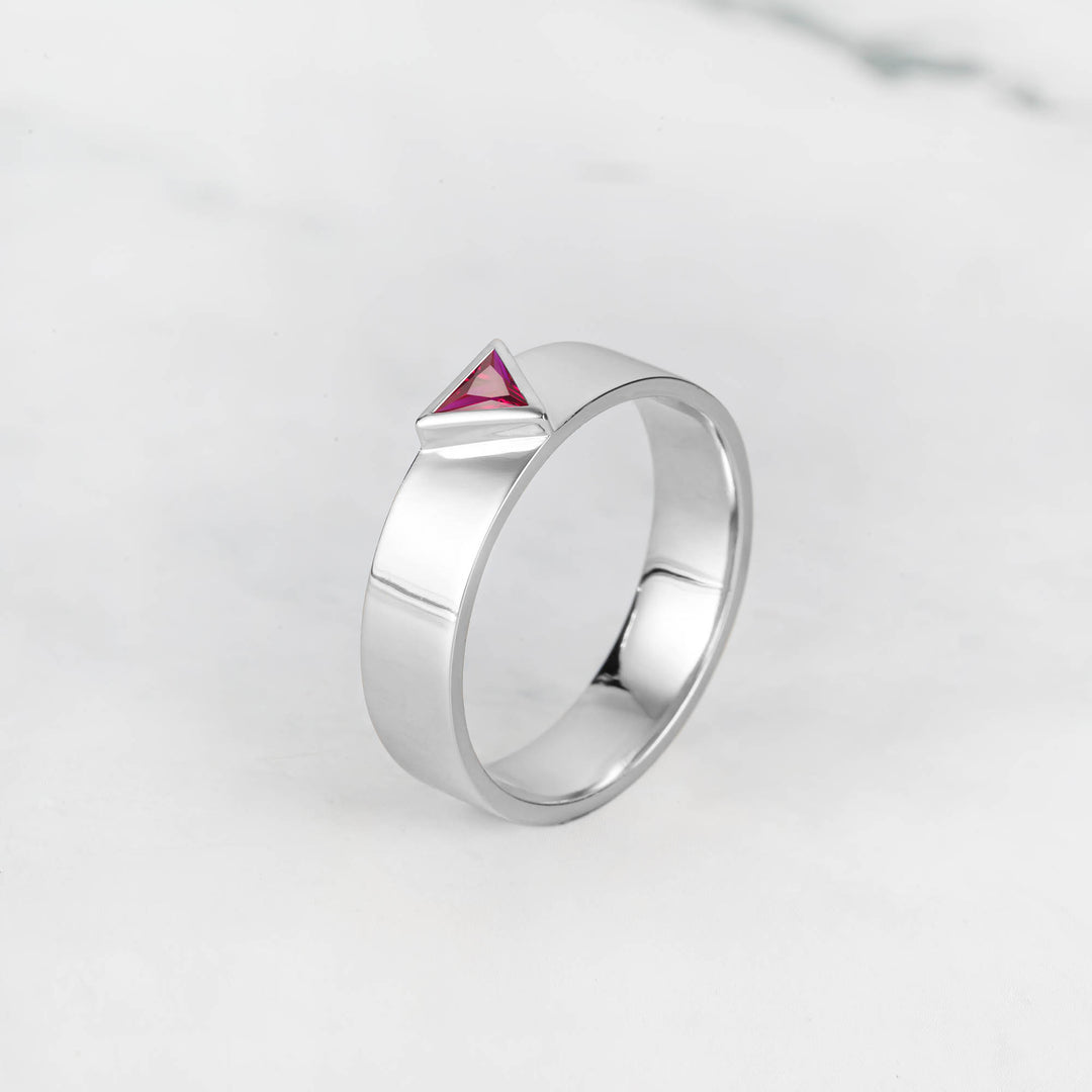 Satra Triangle Ruby Engagement Ring