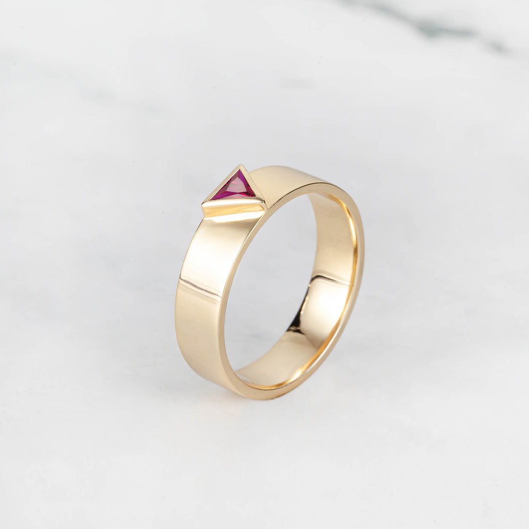 Satra Triangle Ruby Engagement Ring