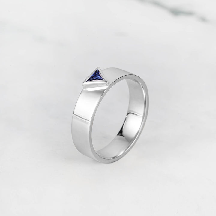 Satra Triangle Blue Sapphire Engagement Ring