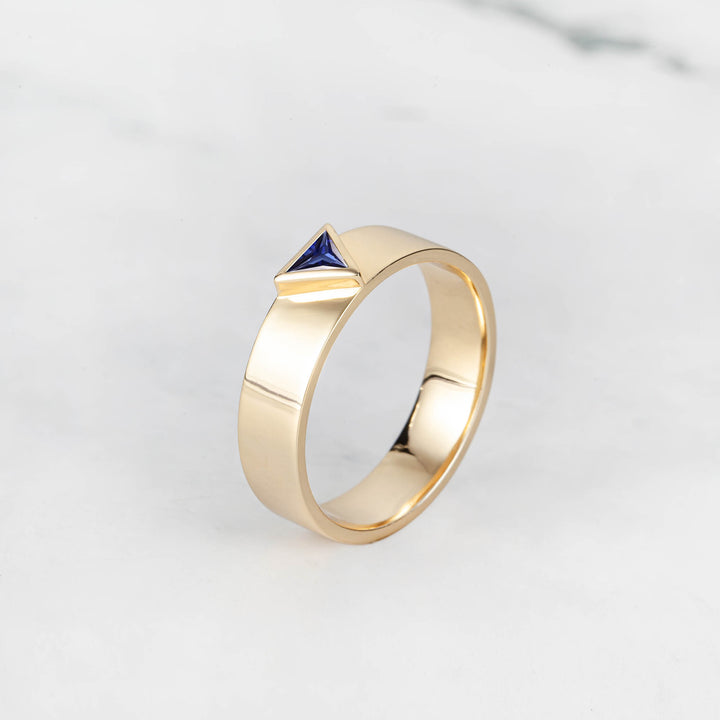 Satra Triangle Blue Sapphire Engagement Ring