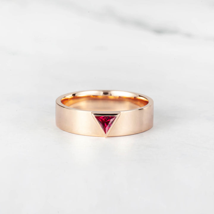 Satra Triangle Ruby Engagement Ring