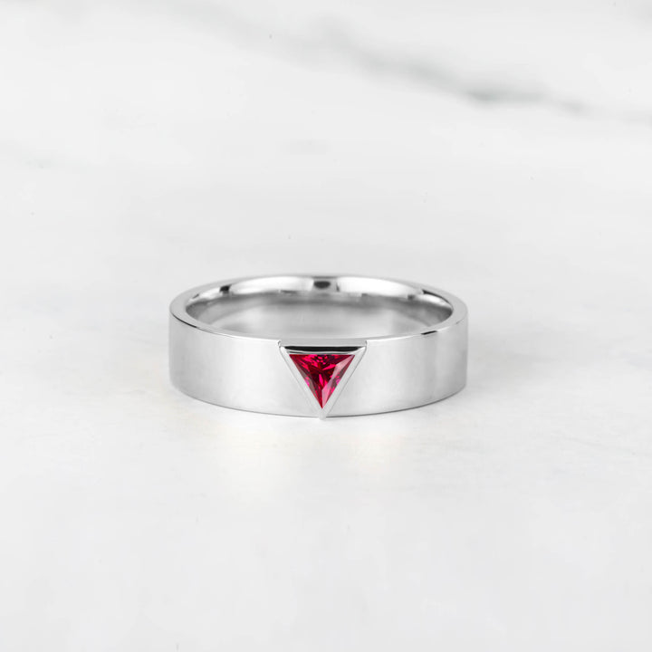 Satra Triangle Ruby Engagement Ring