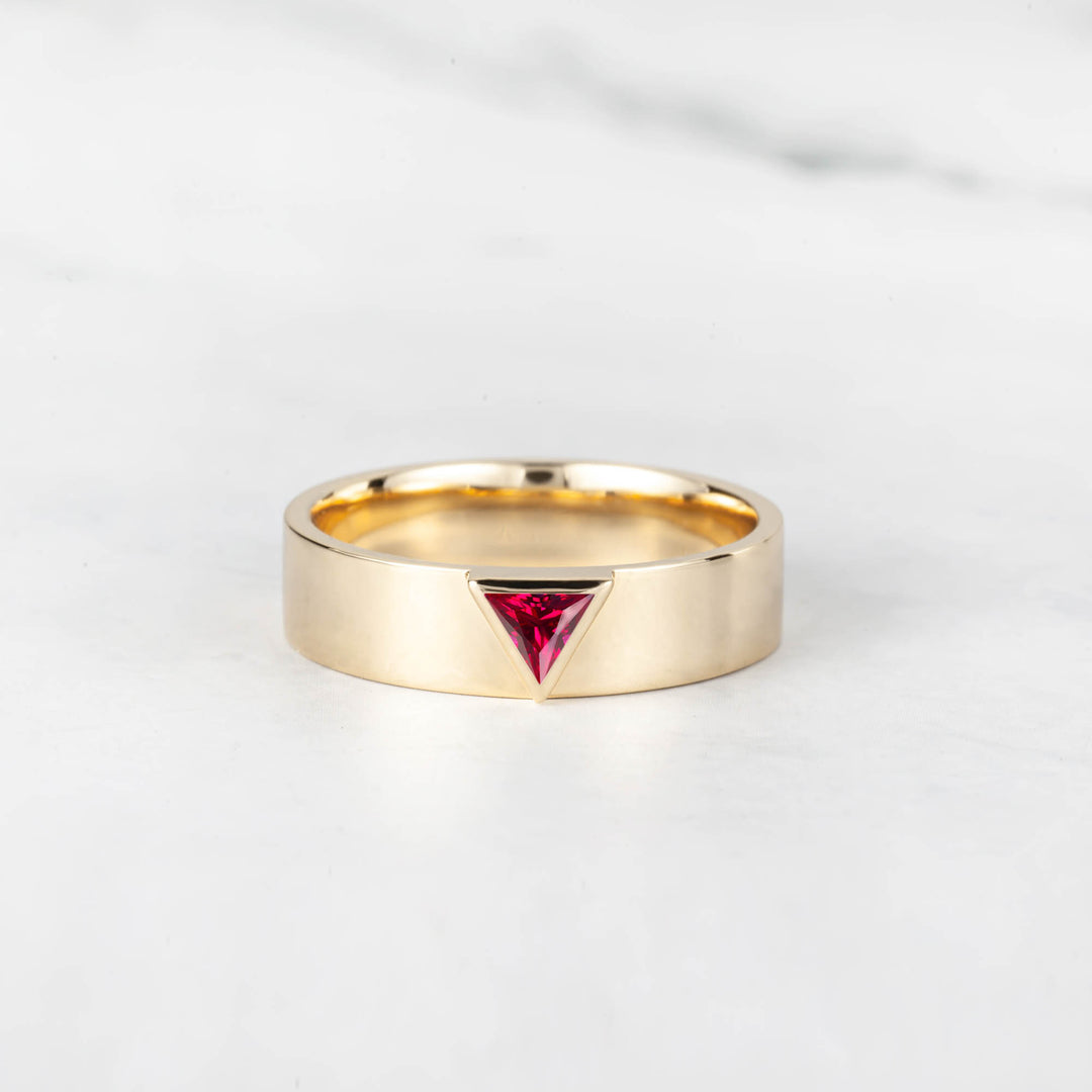 Satra Triangle Ruby Engagement Ring