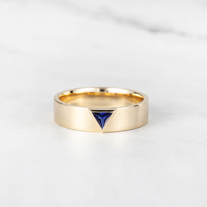 Satra Triangle Blue Sapphire Engagement Ring