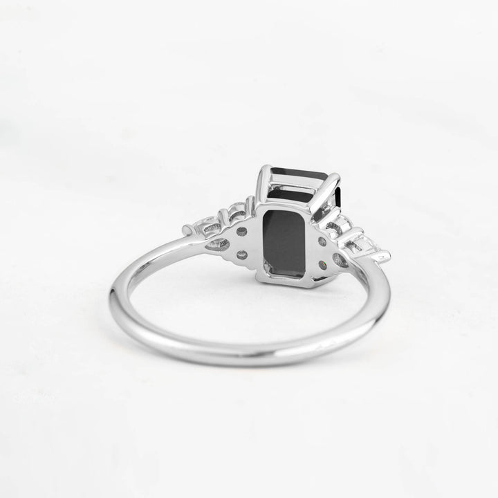 Symmar Emerald-cut Onyx Engagement Ring