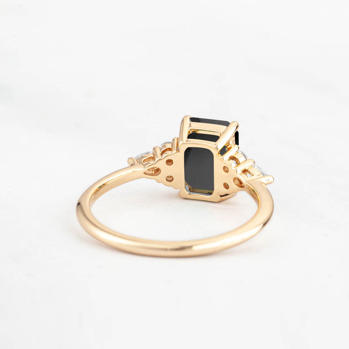 Symmar Emerald-cut Onyx Engagement Ring