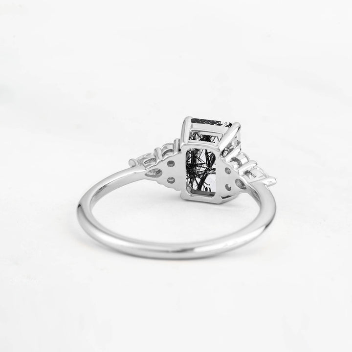 Symmar Emerald-cut Rutilated Quartz Engagement Ring