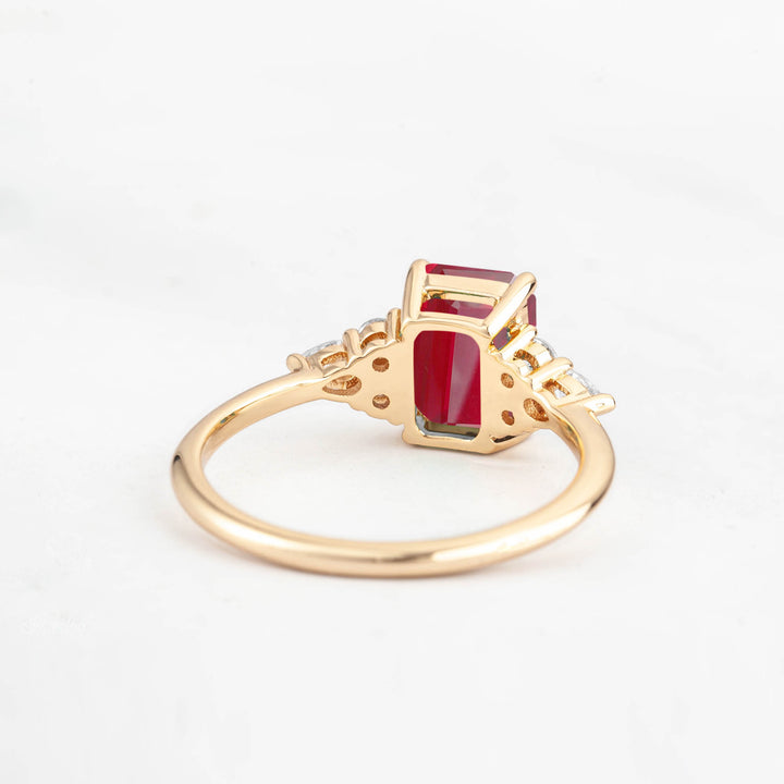 Symmar Emerald-cut Ruby Engagement Ring