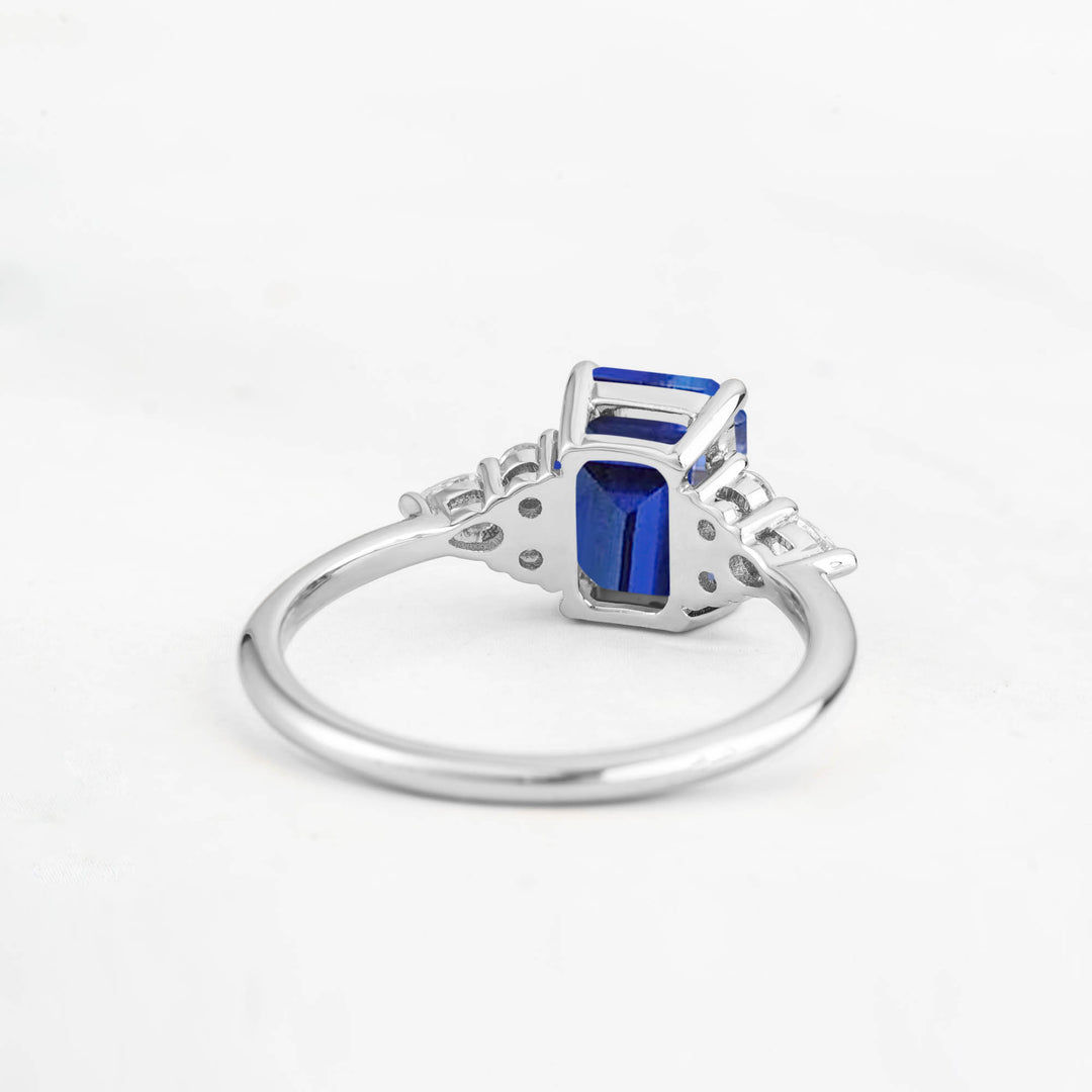 Symmar Emerald-cut Blue Sapphire Engagement Ring