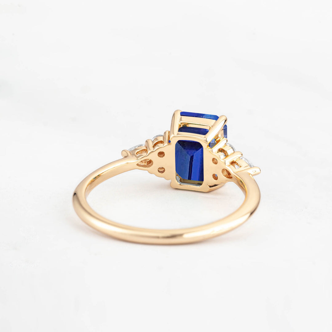 Symmar Emerald-cut Blue Sapphire Engagement Ring