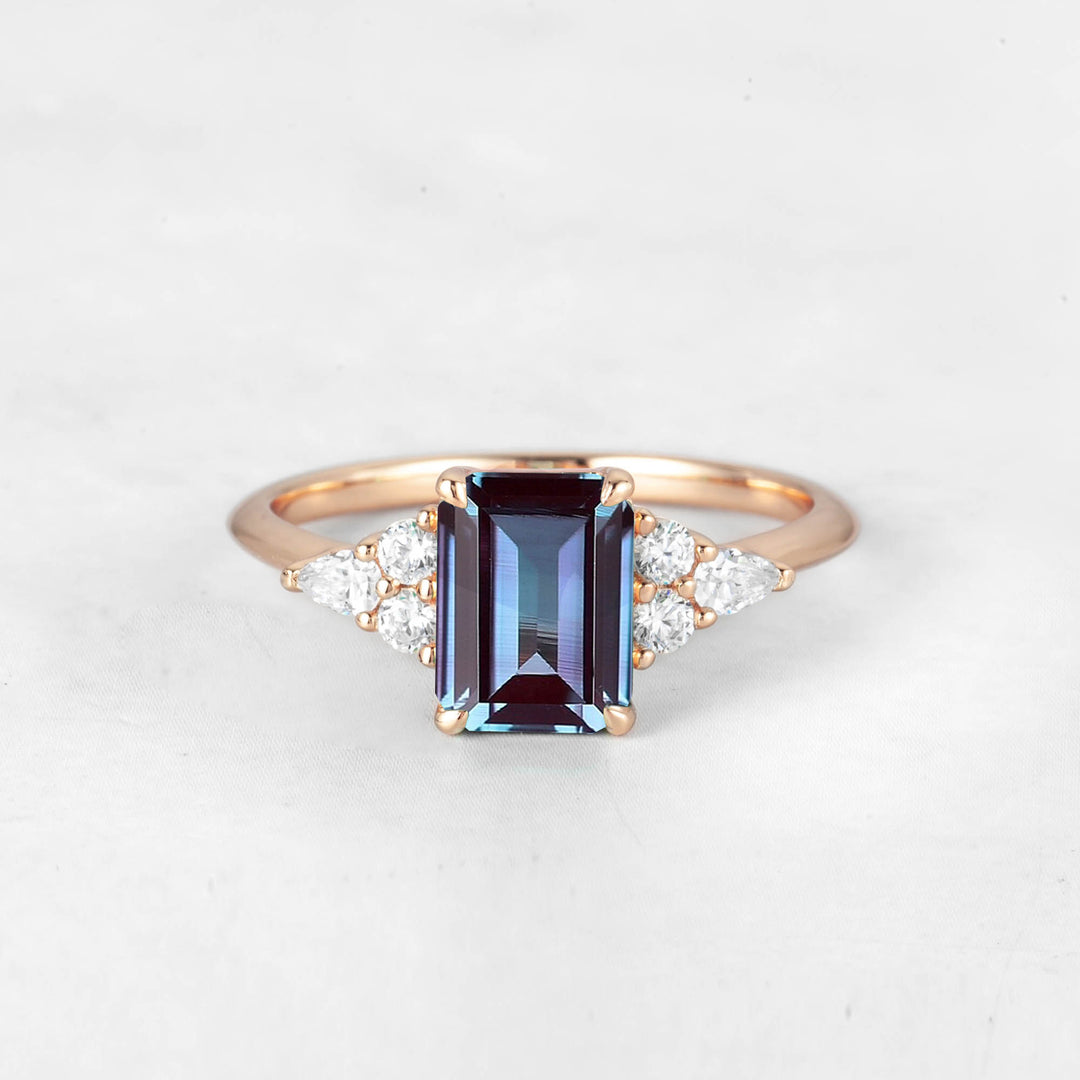 Symmar Emerald-cut Alexandrite Engagement Ring