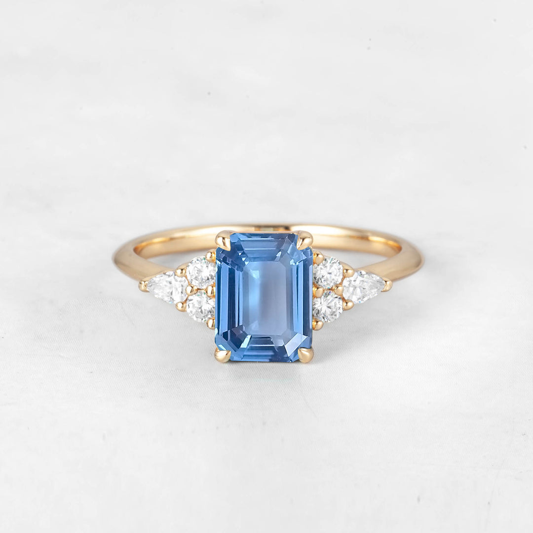 Symmar Emerald-cut Aquamarine Engagement Ring