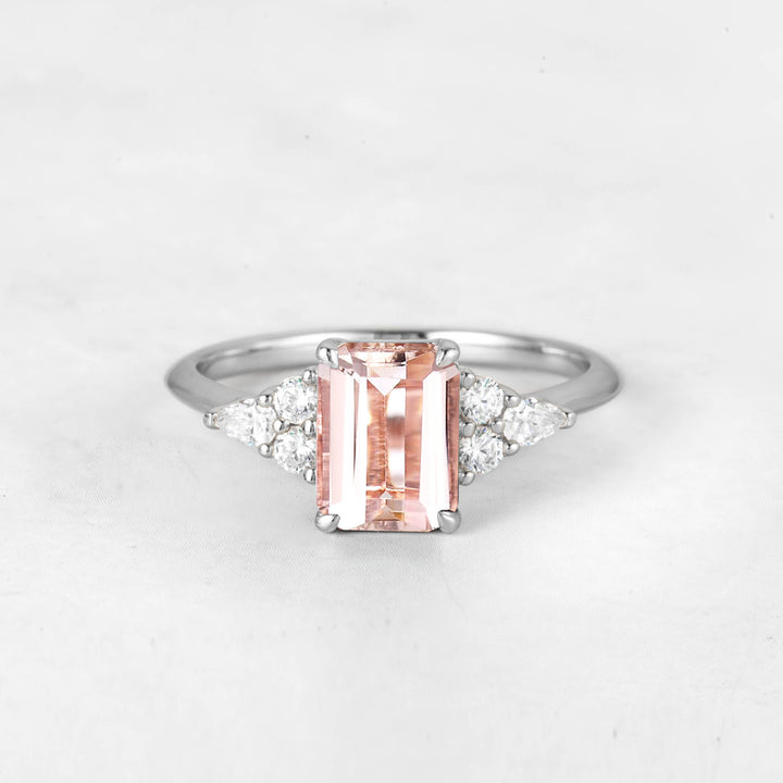 Symmar Emerald-cut Morganite Engagement Ring