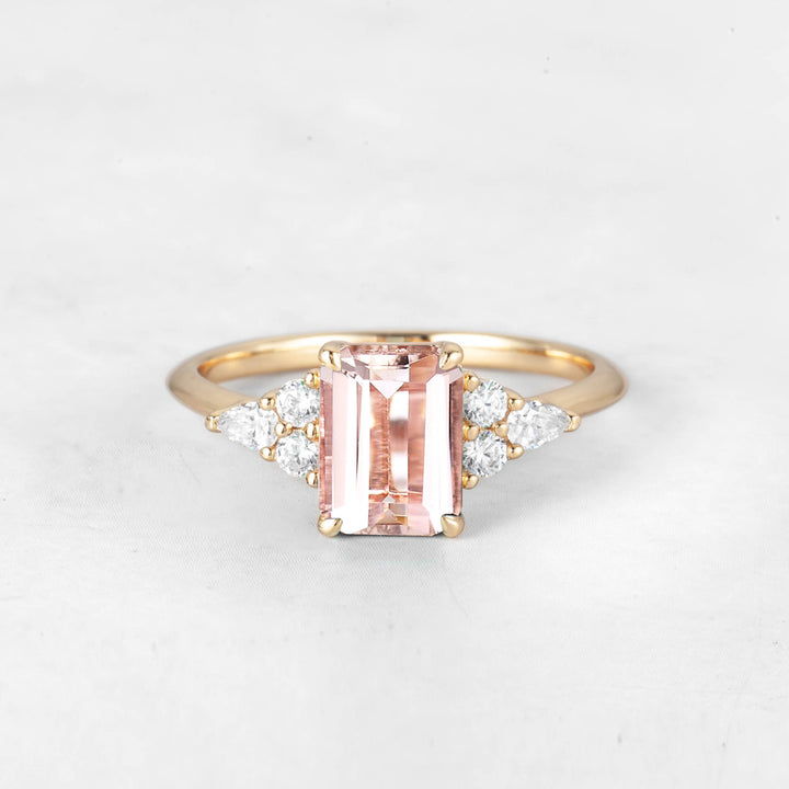 Symmar Emerald-cut Morganite Engagement Ring