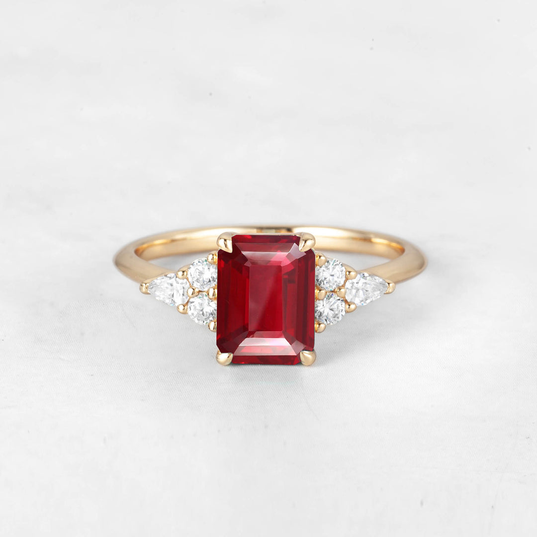 Symmar Emerald-cut Ruby Engagement Ring