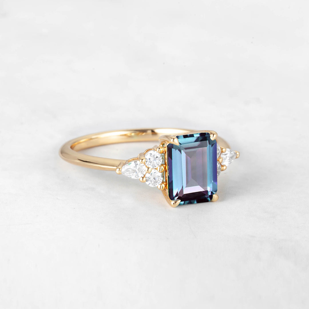 Symmar Emerald-cut Alexandrite Engagement Ring