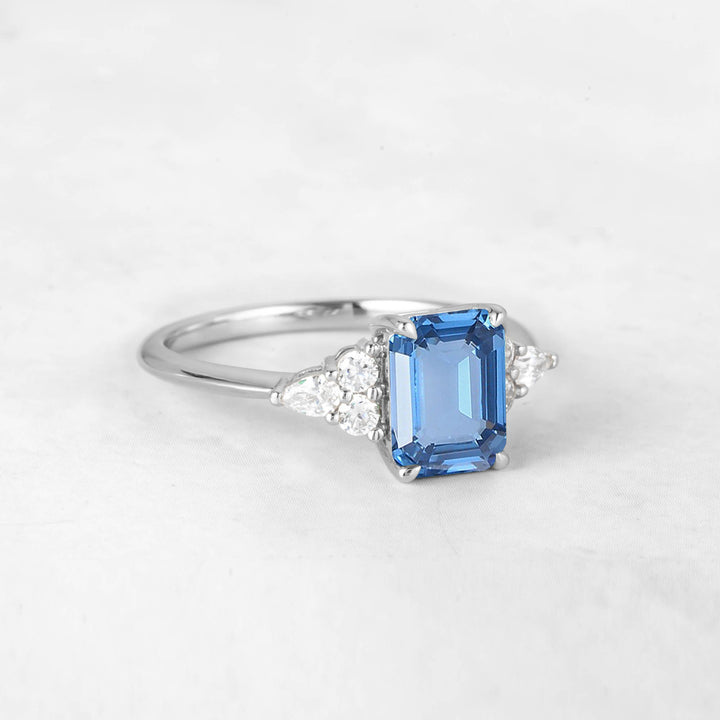 Symmar Emerald-cut Aquamarine Engagement Ring