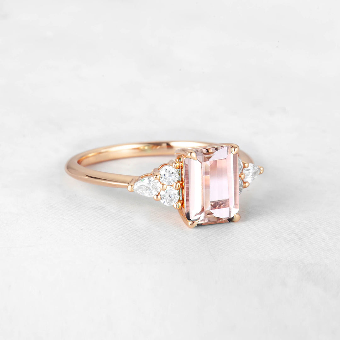 Symmar Emerald-cut Morganite Engagement Ring