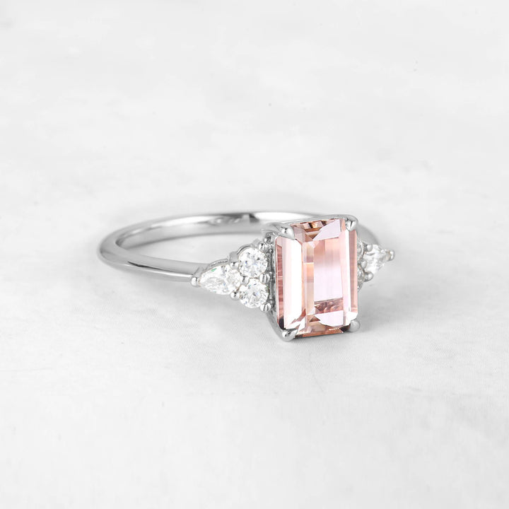 Symmar Emerald-cut Morganite Engagement Ring