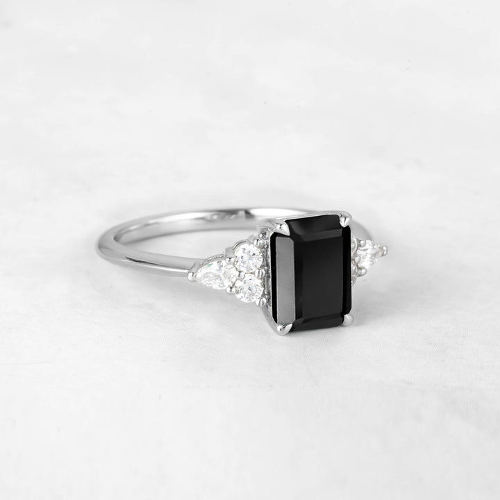 Symmar Emerald-cut Onyx Engagement Ring