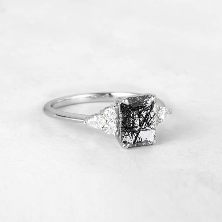 Symmar Emerald-cut Rutilated Quartz Engagement Ring