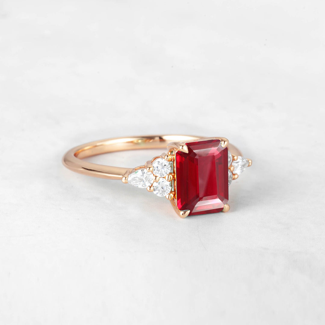 Symmar Emerald-cut Ruby Engagement Ring