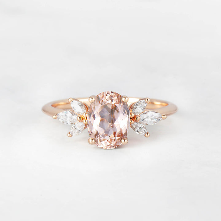 Symmar Oval Morganite Marquise Diamond Engagement Ring