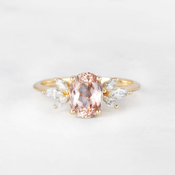 Symmar Oval Morganite Marquise Diamond Engagement Ring