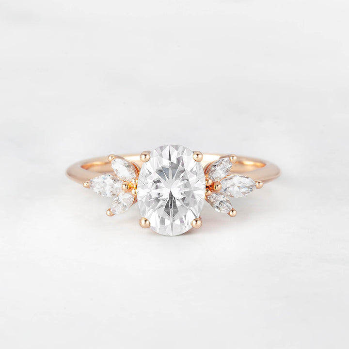 Symmar Oval Moissanite Marquise Diamond Engagement Ring