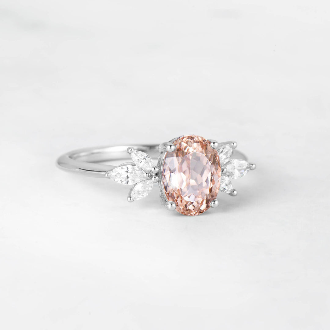 Symmar Oval Morganite Marquise Diamond Engagement Ring