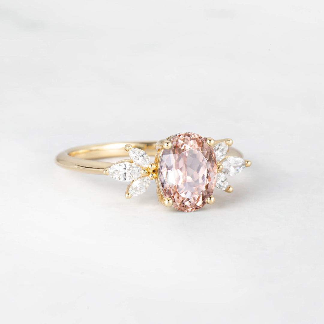 Symmar Oval Morganite Marquise Diamond Engagement Ring