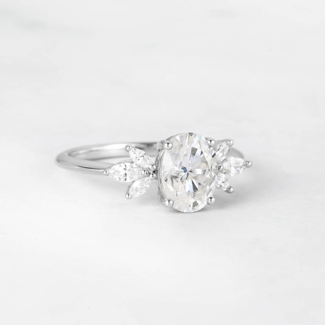 Symmar Oval Moissanite Marquise Diamond Engagement Ring