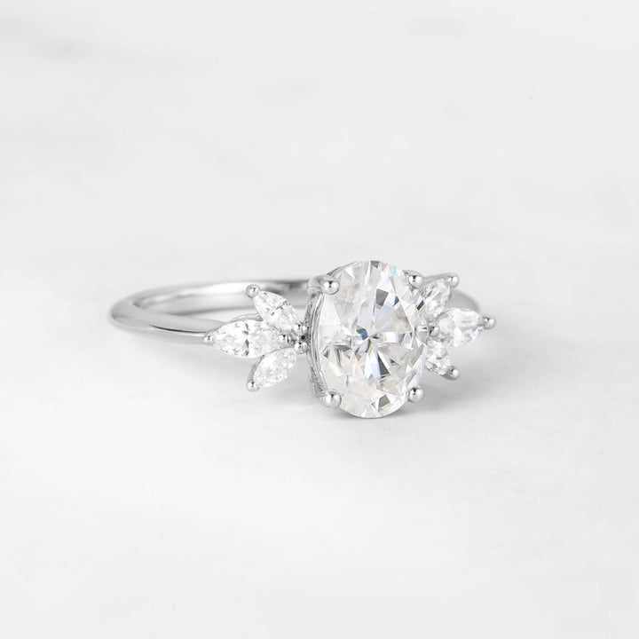 Symmar Oval Moissanite Marquise Diamond Engagement Ring