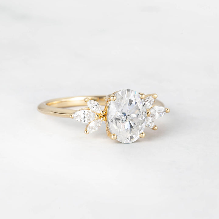 Symmar Oval Moissanite Marquise Diamond Engagement Ring