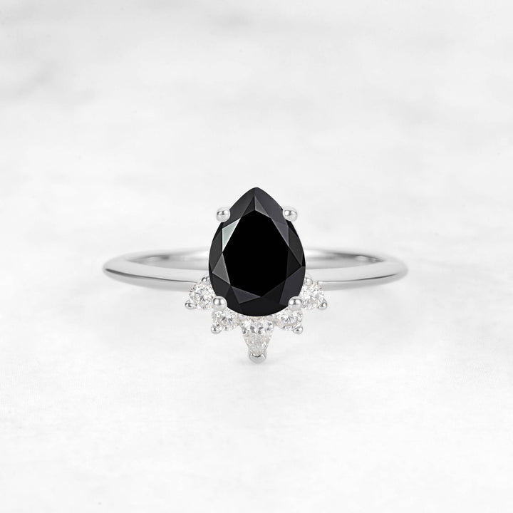 Verta Pear Black Onyx Engagement Ring