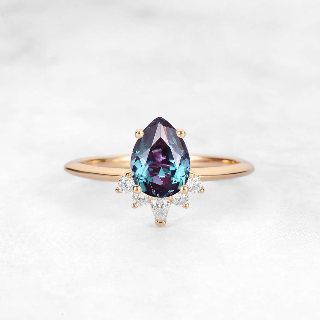 Verta Pear Alexandrite Engagement Ring