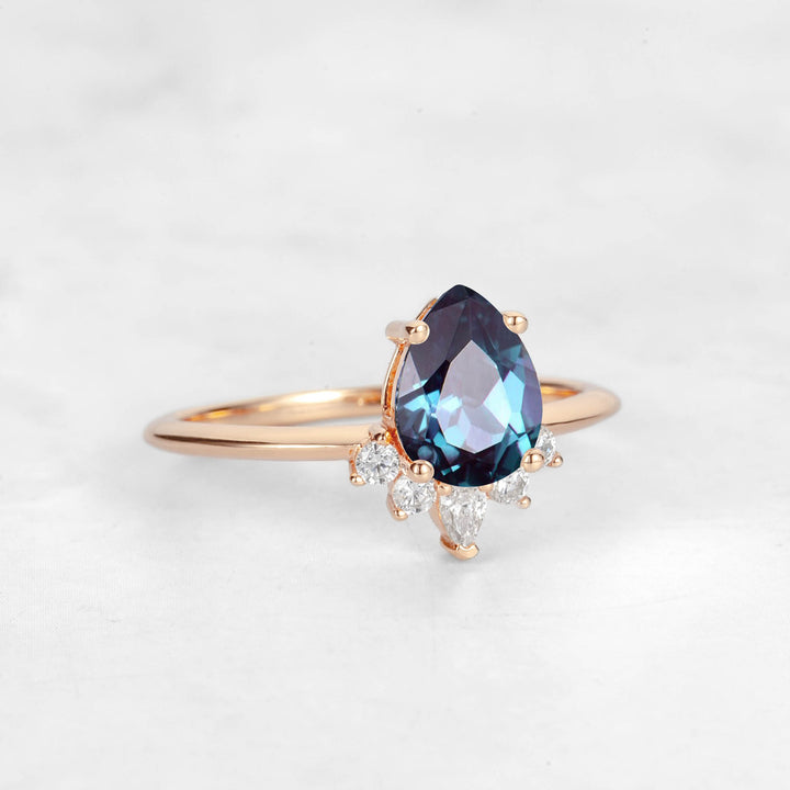 Verta Pear Alexandrite Engagement Ring