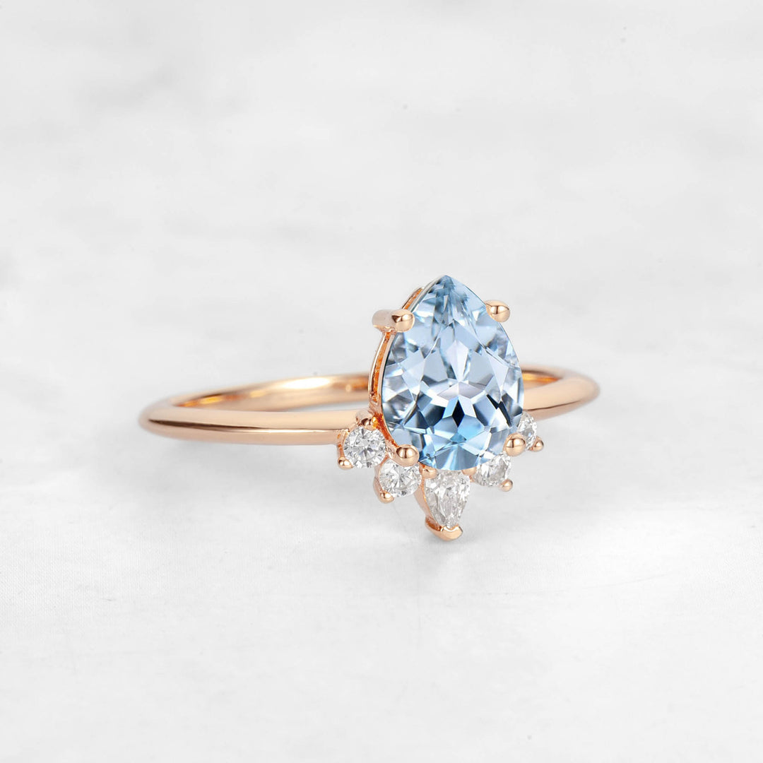 Verta Pear Aquamarine Engagement Ring