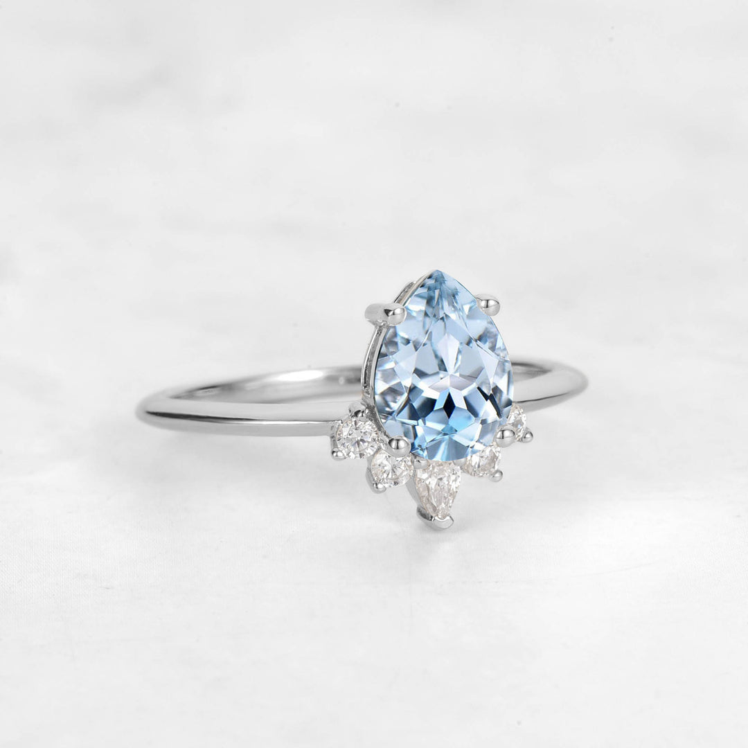 Verta Pear Aquamarine Engagement Ring