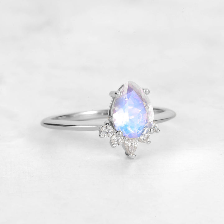 Verta Pear Moonstone Engagement Ring