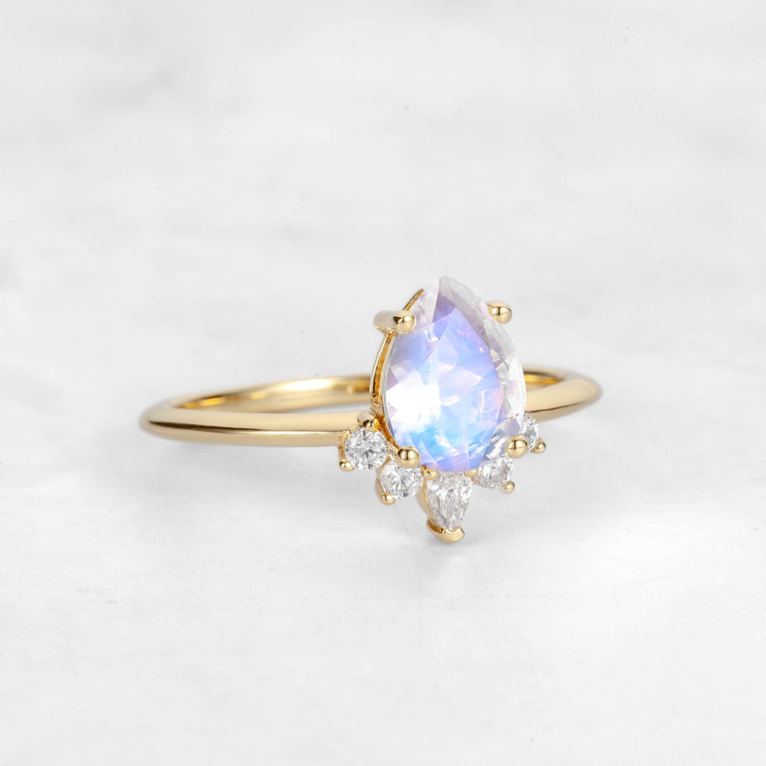 Verta Pear Moonstone Engagement Ring