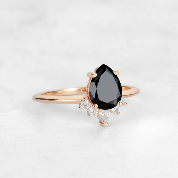 Verta Pear Black Onyx Engagement Ring