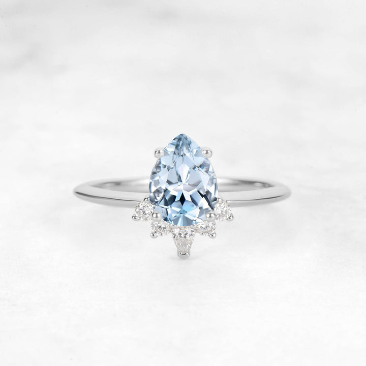 Verta Pear Aquamarine Engagement Ring