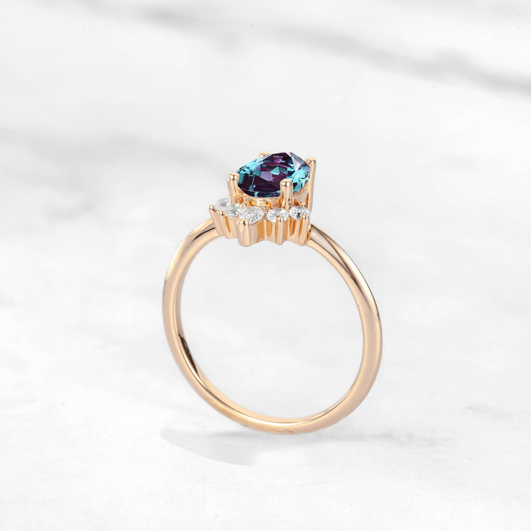 Verta Pear Alexandrite Engagement Ring