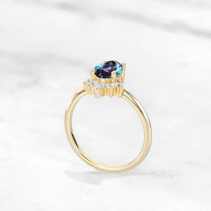 Verta Pear Alexandrite Engagement Ring