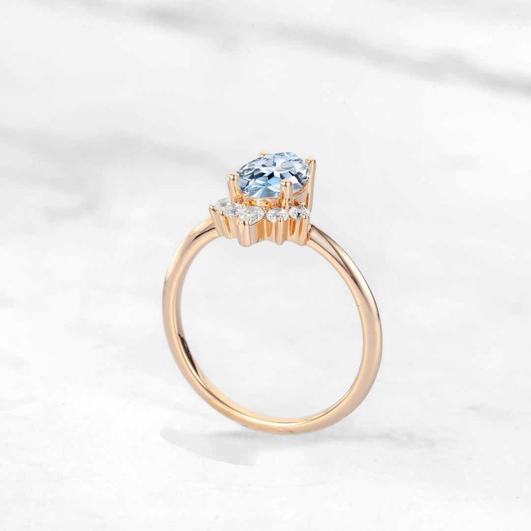 Verta Pear Aquamarine Engagement Ring