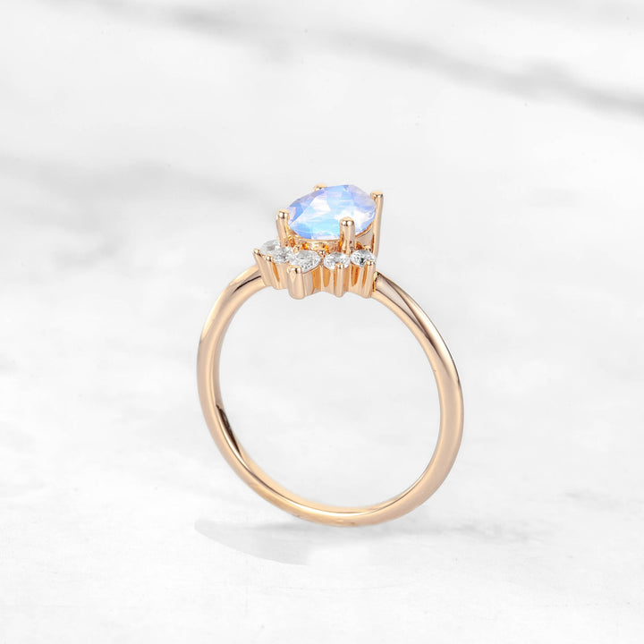 Verta Pear Moonstone Engagement Ring