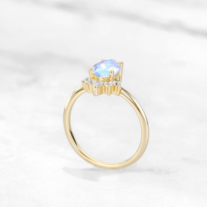 Verta Pear Moonstone Engagement Ring