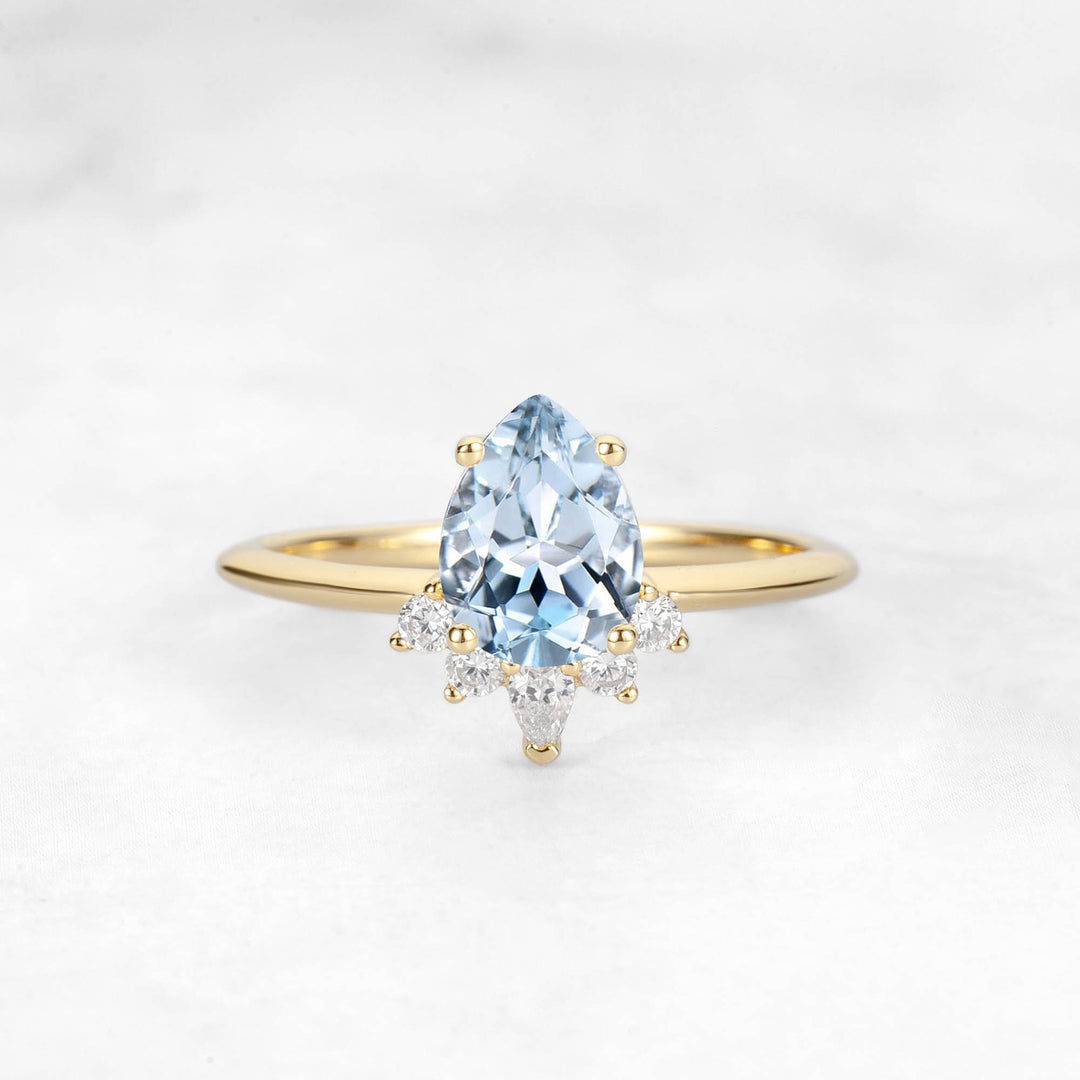 Verta Pear Aquamarine Engagement Ring