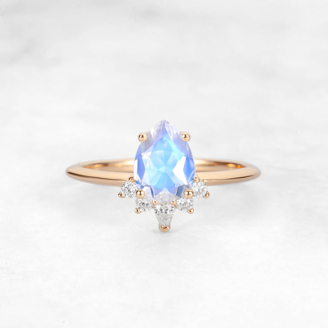 Verta Pear Moonstone Engagement Ring